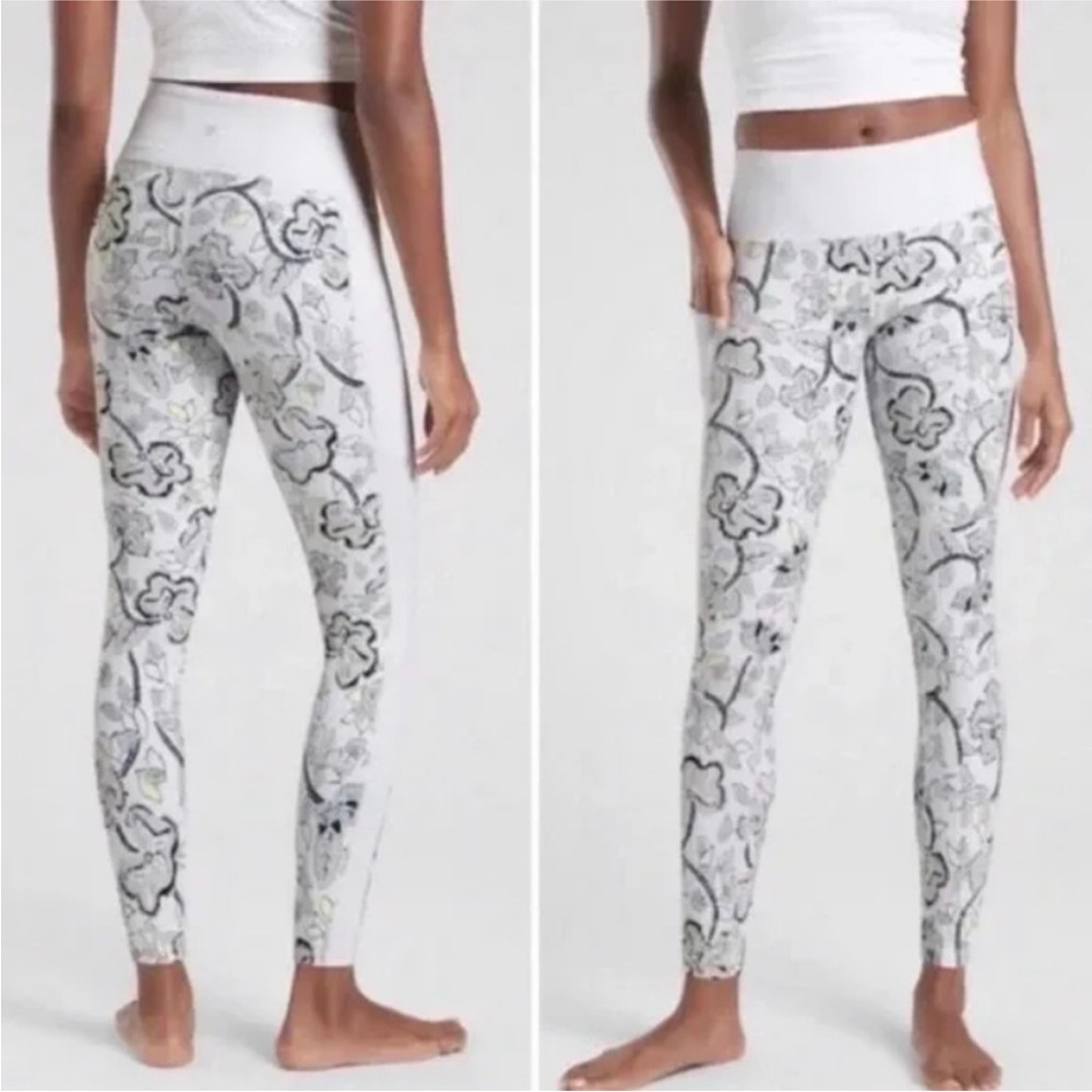Athleta Women's Leggings Affirmation 7/8 Floral Small White Tights